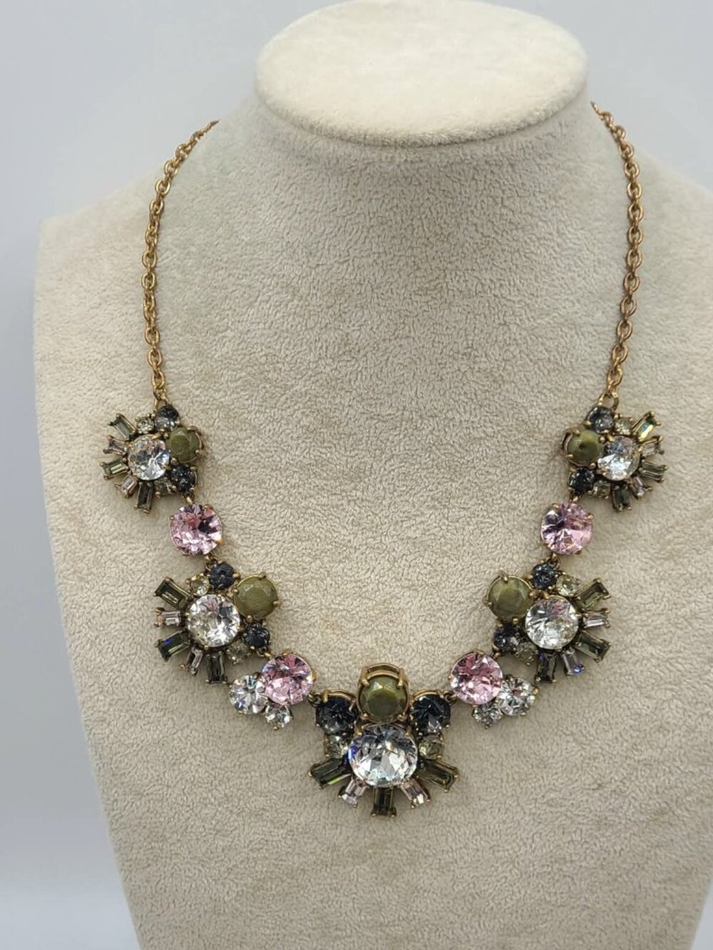 Ann Taylor Smokey Crystal Cluster Necklace